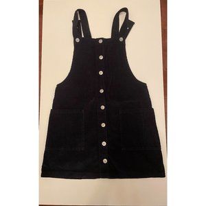 BDG Navy Corduroy Button-Through Dungaree Dress